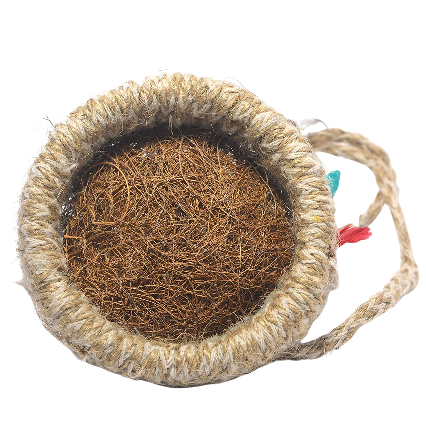 Jute hanging birds nest with intricate weaving