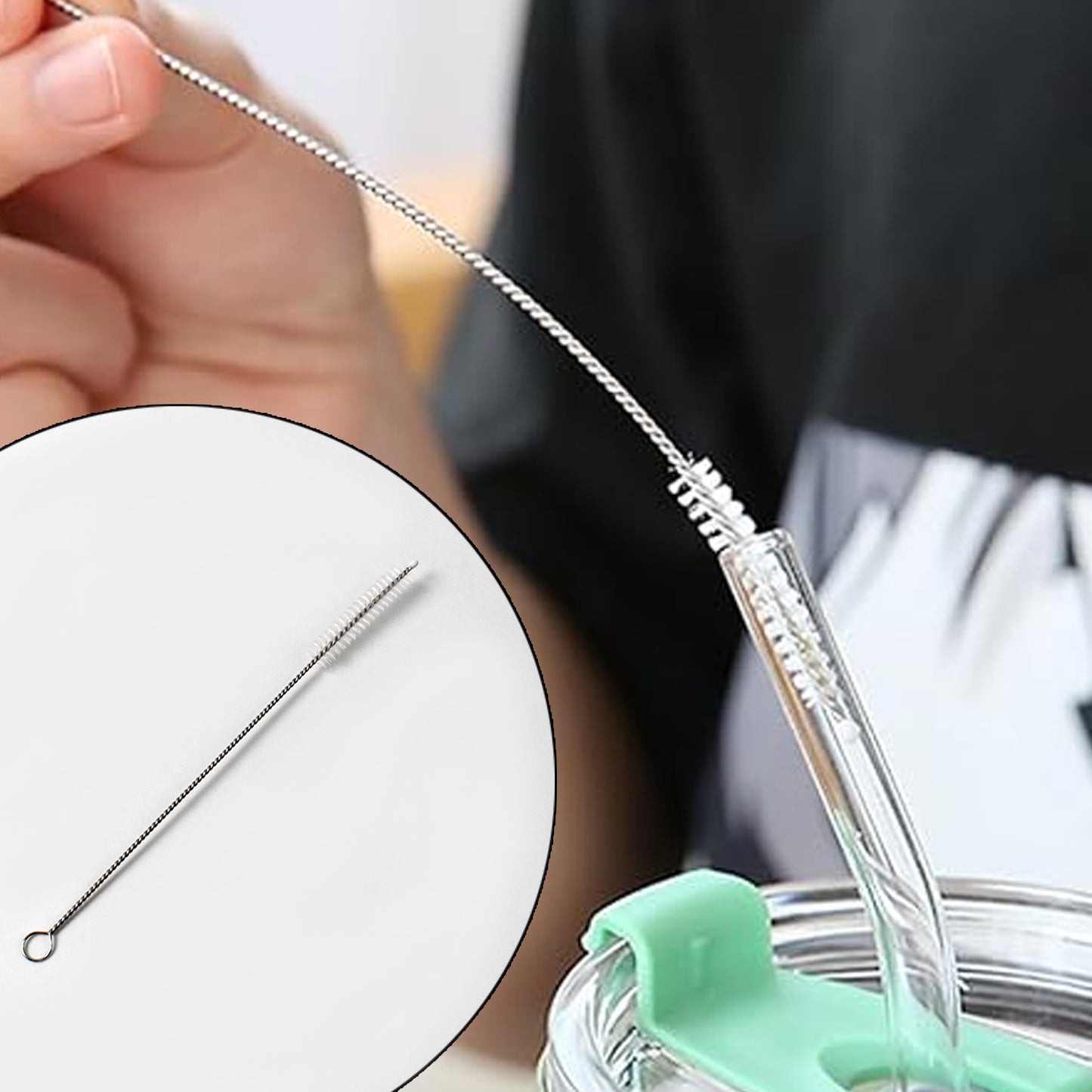 Stainless Steel Straw Cleaning Brush Drinking Pipe (20 Cm  1 Pc)